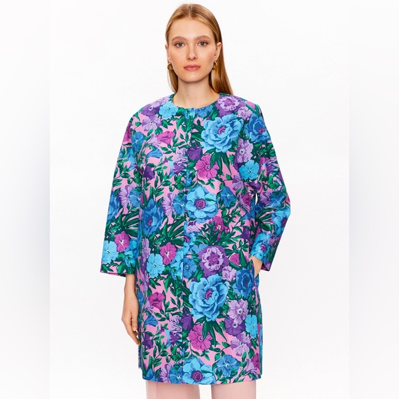 Weekend by Maxmara Women's Blue Calmi Printed Cotton Coat - Picture 3 of 16